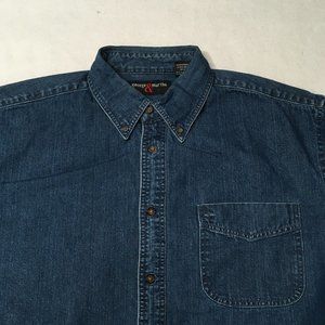 George & Martha Denim Button Down Shirt Mens XL Long Sleeve Heavyweight Pockets